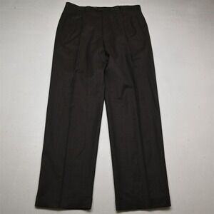 Chiavari 35x34 Brown 100% Zignone Wool Flannel Pleated Cuffed Baggy Pants
